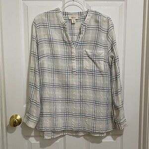 Style & Co. Navy and White Plaid Shirt